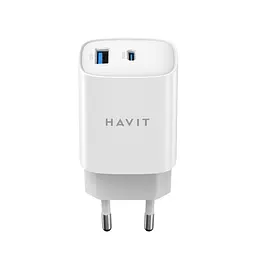 Зарядний пристрій HAVIT UC30 PRO GaN 30W USB-A+USB-C White HAVIT (28682-000) - мініатюра 2