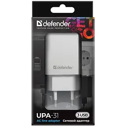 Зарядное устройство для Defender UPA-31 white, 3xUSB, 5V / 3.1A (83587) - миниатюра 5