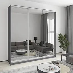 Шафа-купе тридверна MebelStar Стандарт AL 3 Дзеркала 230x45x240 см Антрацит (MBS-1863)