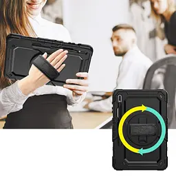 Чохол Rugged 3 Layers броньований протиударний з захистом Samsung Galaxy Tab S9 Plus / S9+ / S10+ 12.4 Чорний - мініатюра 7