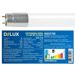 Лампочка Delux FLE-004 9 Вт 0,6м T8 4000K 230В G13 скло (90022706) - мініатюра 3