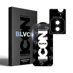 Комплект захисних скла для Apple iPhone 16 Plus, Supreme Plus Black Icon, загартоване повноекранне 3D скло на екран і скло на камеру, протиударне 9H, ультратонке, з олеофобним і жировідштовхуючим покриттям, ArmorStandart (ARM81396)