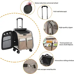 Візок-рюкзак для переноски собак і котів Voyager Pet LVGB2010 з телескопічною ручкою і 4-ма колесами - мініатюра 2