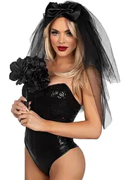 Фата нареченої Leg Avenue Tiered bridal veil O/S Black - мініатюра 1