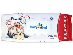 Вологі серветки Handy fresh 120шт клапан Famili біла