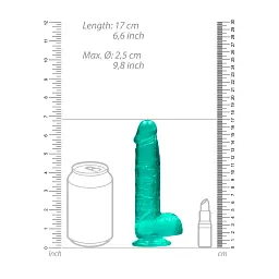 Фалоімітатор RealRock Crystal Clear 6” 17 см (зелений) - мініатюра 3