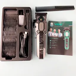 Машинка для стриження (clipper) VGR V-600, 6 насадок, LED display, Black - мініатюра 7