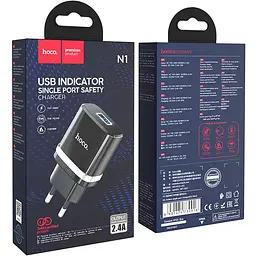 Мережевий зарядний пристрій Hoco N1 1USB Ardent 2.4A Black - мініатюра 4