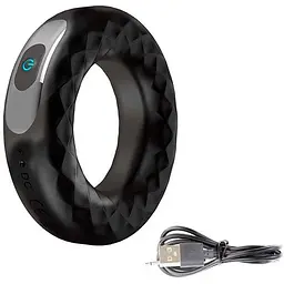 Кільце ерекційне вібруюче силіконове з USB-зарядкою 10 режимів 7,3*1,9 см Чорне
