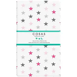 Простирадло Cosas на резинці в дитяче ліжечко 60х120 stars, рожевий (Star_GreyRose_120)