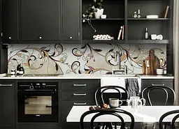 Кухонний фартух Квітковий вітраж ПВХ 60х250 см вініловий самоклеючий Абстракція Бежевий Happy Pocket Z182529 - мініатюра 6