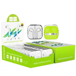Дротові навушники Hoco M80 Original series earphones display, 3.5 mm, 1.2m, (Комплект 20шт) white - мініатюра 6
