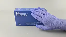 Рукавички одноразові нітрилові HOFFEN, розмір L, 100 шт, неопудрені, для огляду, клінінгу та сервісу - мініатюра 3