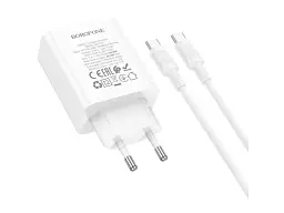 Мережевий зарядний пристрій Borofone BA107A Stellar 30 W + Type-C to Type-C cable White (6941991125362) - мініатюра 2