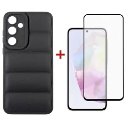 Чехол для мобильного телефона Dengos Kit для Samsung Galaxy A35 5G case + glass (Black)