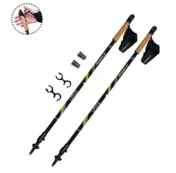 Палиці для скандинавської ходьби PowerPlay 9104 Lykke 80-135 см Black/Green (пара) (PP_9104_LYKKE) - мініатюра 2