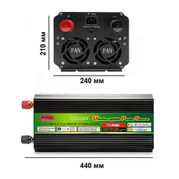 Автоінвертор 12 V-220 V 7200 W з функцією заряджання акумулятора 20 A, перетворювач напруги та UPS модифікована синусоїда WimpeX 12 V-220 V 7200 Вт - мініатюра 7