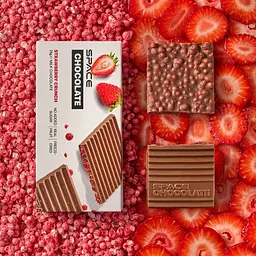 Блок молочного шоколаду Spacefood Space Chocolate Strawberry Crunch, 10*25 грам - Полуниця - мініатюра 4