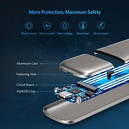 Кишень для жорсткого диска ноутбука зовнішній UGREEN CM238 M.2 Portable SSD Enclosure 6Gbps 60355 Зовнішній корпус - мініатюра 2