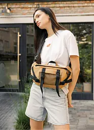 Велика жіноча поясна сумка бананка Sambag DynamicDart бежева 38 × 21 × 7 см (80411026) - мініатюра 2