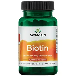 Вітаміни та мінерали Swanson Biotin 5000 mcg, 30 капсул
