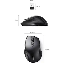 Мишка UGREEN 2.4GHz+Bluetooth MU101, бездротова, 4000dpi., 5кн., чорна - мініатюра 7