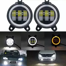 Протитуманні LED Фари круглі Лінза з ДХО та поворотом D100 мм 10-30V 15W 7000K 2 шт. - мініатюра 4