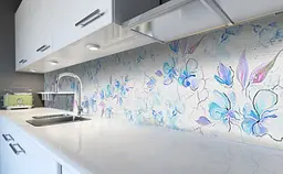Кухонний фартух Іриси на глині вінілова для кухні 65х250 см Квіти Блакитний Happy Pocket Z183968 - мініатюра 5
