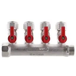 Колектор з кульовими кранами та фітингом Koer KR.1125-4 - 3/4”x4 Ways KR2837 - мініатюра 3