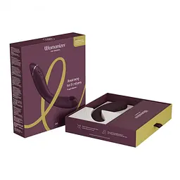 Лубрикант Womanizer OG + 50 мл - Вибратор для точки G c вакуумной стимуляцией, 17.6х3.9 см баклажановый - миниатюра 2