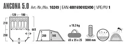Намет п'ятимісний High Peak Ancona 5.0 Light Grey/Dark Grey/Green (10249) - мініатюра 7
