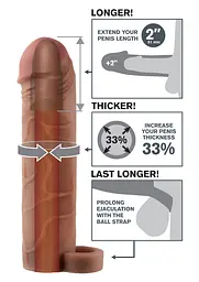 Насадка на пеніс Pipedream Perfect 2" Extension with Ball Strap 19.1 см коричневий - мініатюра 3
