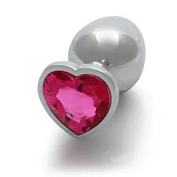 Анальна пробка Ouch! Heart Gem Butt Plug Medium, 8 см (сріблястий)
