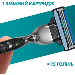 Подарунковий набір: Станок для гоління чоловічий Gillette Mach3 Charcoal з 1 змінним картриджем + Гель для гоління Gillette Series Очищаючий з вугіллям 200 мл - мініатюра 5
