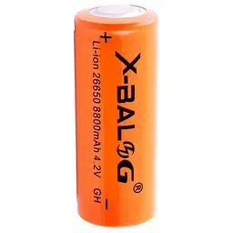 Акумулятор 26650 X-BALOG Li-Ion 4.2 V 8800 mAh Жовтогарячий, акумуляторна батарея 26650 для прожектора - мініатюра 4