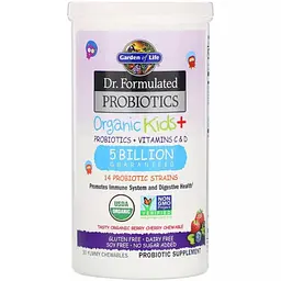 Пробіотики для дітей + Вітаміни C і D Garden of Life Organic Kids+ смачні органічні ягоди і вишня 30 жувальних таблеток - мініатюра 2