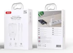 Сітчастий зарядний пристрій XO L141 single USB-C 20W 3A with Lightning-Type-C cable Білий - мініатюра 3