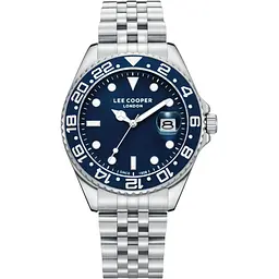 Наручний годинник чоловічий Lee Cooper Daytona Blue Сріблястий (3431)