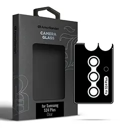 Захисне скло для камери Samsung Galaxy S24 Plus 5G (SM-S926), Supreme BI, прозорий колір, з рамкою, глянцеве скло для захисту лінз, протиударне, прозоре, з клейовим шаром по контуру, не впливає на якість фото, ArmorStandart (ARM76615)