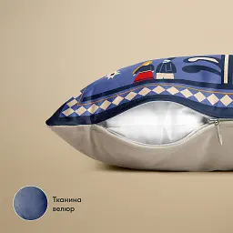 Подушка велюрова «Дерево життя» блакитна - мініатюра 5