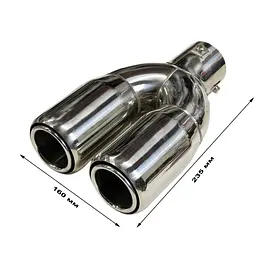Насадка на глушник Elegant Подвійна Кругла Ø 63 х 2-76 x 235 мм Хром (EL 106 055) - мініатюра 2