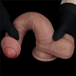 Фалоімітатор Lovetoy Dual-Layered Silicone Nature 20.5 см коричневий - мініатюра 9