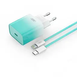 Мережевий зарядний пристрій XO CE18 (EU) PD30W USB-C fast charging charger with Lightning cable Синій - мініатюра 6