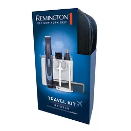 Набір дорожній Remington Travel Kit, для бороди, вусів, носа та вух, насадок-3, чохол, гребінець, пінцет, кусачки, ножиці, сталь, чорно-синій - мініатюра 6
