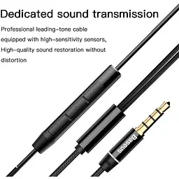 Навушники Baseus Encok H06 lateral in-ear Wired Earphone з чорним мікрофоном (NGH06-C01) - мініатюра 6
