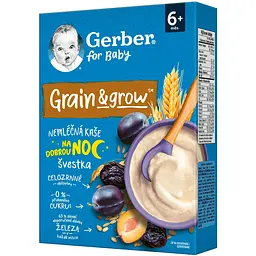 Набір: безмолочна каша Gerber вівсяно-пшенична з чорносливом 200 г + молочна каша Gerber Мультизлакова з йогуртом, бананом і грушею 240 г - мініатюра 2
