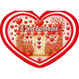 Валентинка подвійна ЕТЮД "В День Валентина" 14х10,5см 10шт/уп МСТ-048у