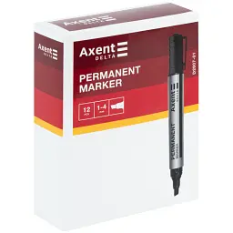 Набір маркерів Axent Permanent D2607 Standard 1-4 мм клиноподібний чорний 12 шт. (D2607-01) - мініатюра 3