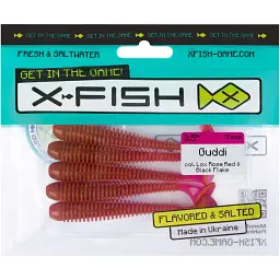 Силікон X-Fish Guddi 3.5" Lox Rose Red & Black Flake (5шт/уп) - мініатюра 2