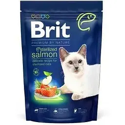 Сухий корм Brit Premium Cat by Nature Sterilized Salmon для стерилізованих котів з лососем 1500 г
